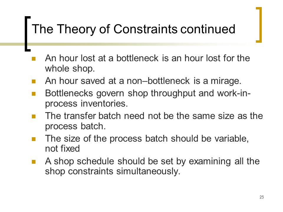 Bottlenecks theory of constraints